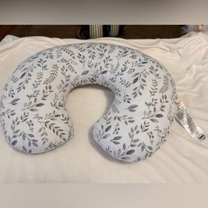 Boppy Pillow with Gray Leaf Design